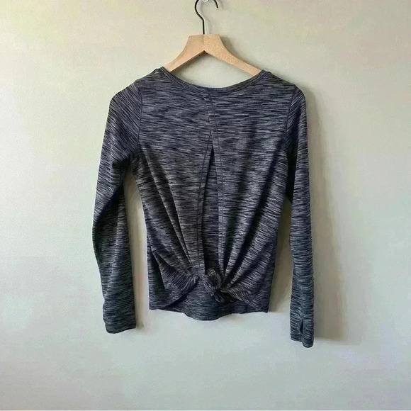 Zyia Active Shirt Women's Size M Gray Blue Heather Split Back Long Sleeve Yoga - Picture 7 of 8